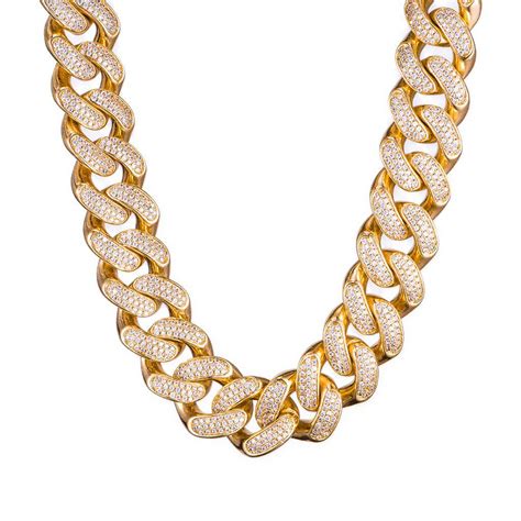 19mm Diamond Cuban Link Chain 18k Yellow Gold