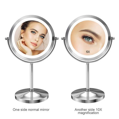 Gospire 10x Magnified Lighted Makeup Mirror Double Sided Round