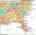 Map Of Southeastern United States - Ontheworldmap.com