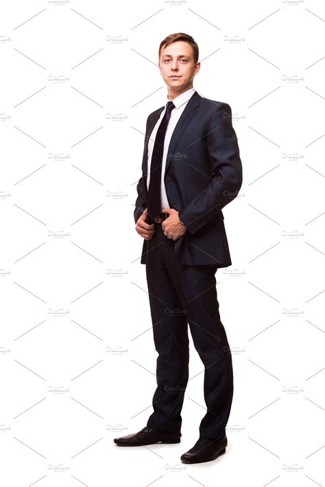 Stylish Young Man In Suit And Tie Business Style Handsome Man Standing