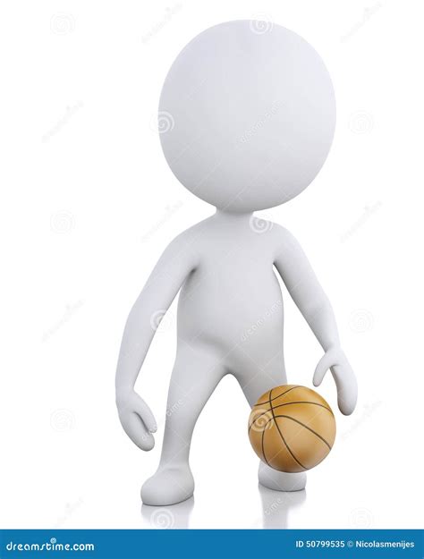 3d White Basketball Player With Ball Stock Illustration Illustration
