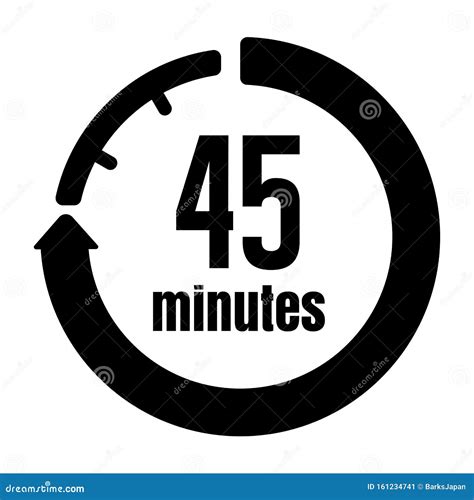 Clock Timer Time Passage Icon 45 Minutes Stock Vector