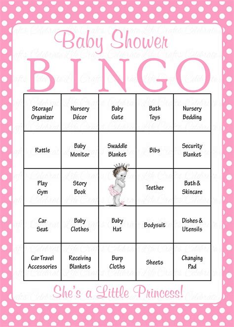 With this long list of free baby shower printables you should have no problem putting together an absolutely adorable party! Princess Baby Shower Game Download for Girl | Baby Bingo ...