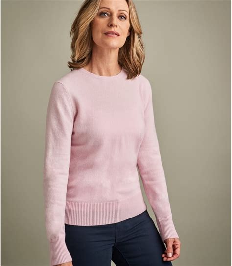 Pink Lace Womens Luxurious Pure Cashmere Crew Neck Jumper Woolovers Au