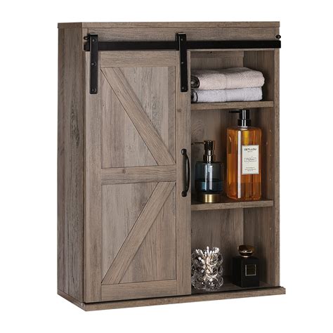 Buy Rustown Farmhouse Wood Wall Storage Bathroom Cabinet With Sliding