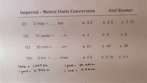 Imperial Units And Conversion To Metric System Length Examples Youtube