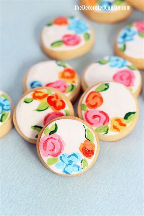Vanilla sugar cookies with almond royal icing. PAINTED FLOWER COOKIES -- Beautiful, easy decorated cookies.