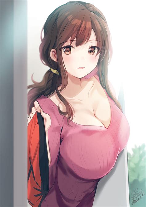 Smile Anime Girls Anime Pixiv Boobs Big Boobs Huge Breasts Looking At Viewer Hd Phone