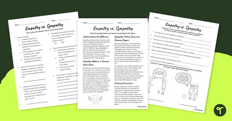 Empathy Vs Sympathy 5th Grade Reading Comprehension Worksheet