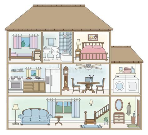 Illustration About Cross Section Of A Doll House Style Building