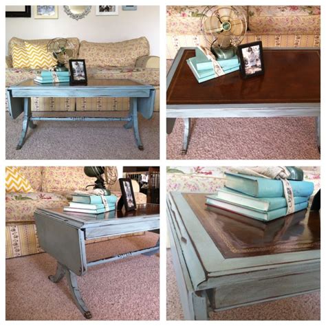 I picked up this huge coffee table that was soooo 70's with a plan. Duncan Phyfe coffee table with leather top redo | Coffee ...