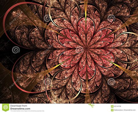 Feminine Red Fractal Flower Stock Illustration Illustration Of Design