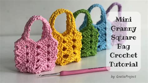 Mini Granny Square Bag Crochet Tutorial Gratia Project
