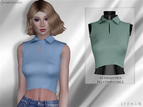 The Sims Resource Ironik Sleeveless And Collared Blouse