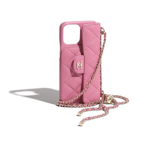 Lambskin Pink Classic Case For Iphone Xii Pro Max With Chain Chanel