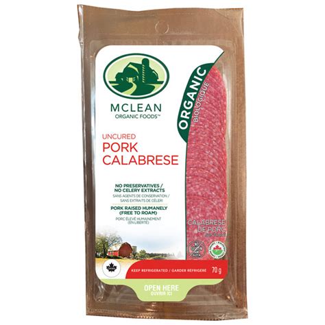 Organic Sliced Calabrese Salami McLean Meats Clean Deli Meat