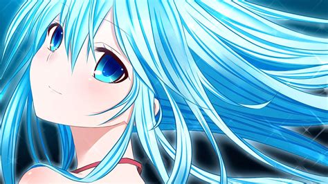 Fondos de pantalla ilustración pelo largo Anime Chicas anime pelo azul ojos azules