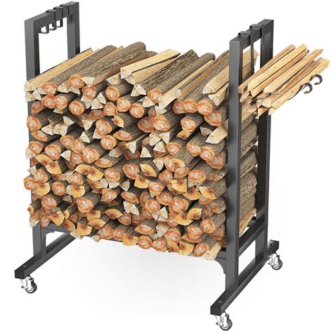 Unikito Firewood Rack Holder Inch Fire Wood Log Stand With Kindling Rack For Indoor