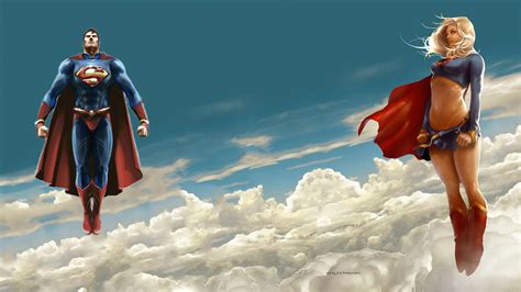 Superman Supergirl In The Clouds Dc Comics Wallpaper