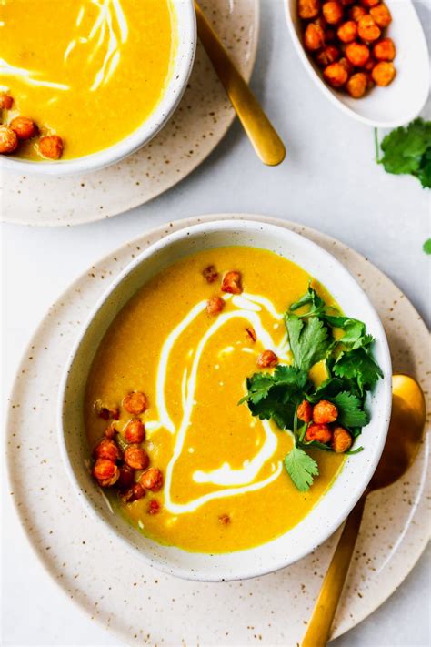 Golden Cauliflower Soup With Crispy Chickpeas Yes To Yolks