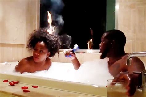 Moment Woman Sets Hair On Fire During Romantic Bath With
