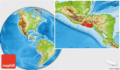 Physical Location Map Of El Salvador