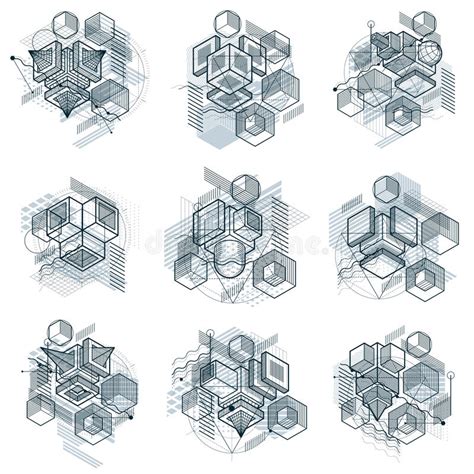 3d Abstract Vector Isometric Backgrounds Layouts Of Cubes Hexagons