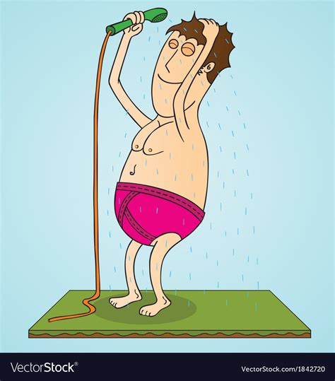 Man Having Shower Cartoon Royalty Free Vector Image
