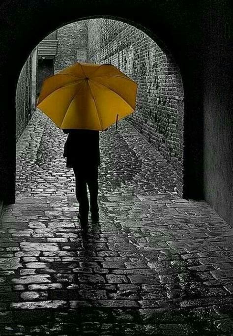 Pin By ♛zizƱႳƱΣΣ∏♕ On Rain Yellow Umbrella Color Splash Photography Black And White Photography