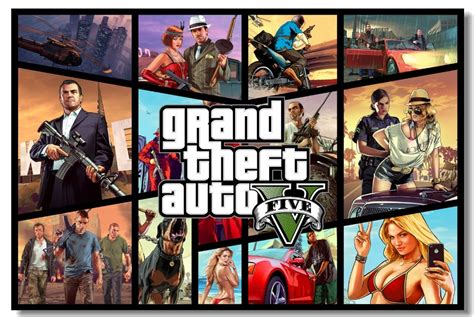 Custom Canvas Wall Prints Gta 5 Video Game Poster Grand Theft Auto V