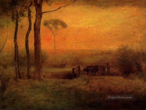 Pastoral Landscape At Sunset Landscape Tonalist George Inness Painting