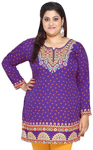 Buy Le Clothing Womens Plus Size Indian Kurtis Tunic Top Printed India