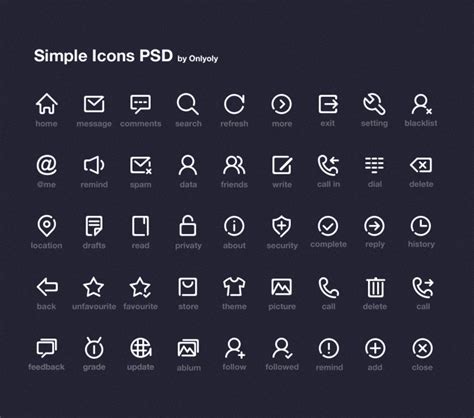 Simple Icon Set Psd Free File Download Now