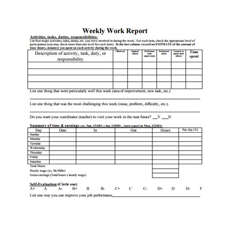 Free 25 Sample Weekly Report Templates In Ms Words Pdf Ms Word Pages