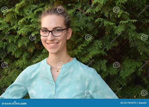 Portrait Of A Teenage Girl Outside Stock Image Image Of Demure Behaved 231701079