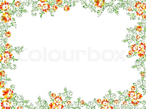 Illustration Af Blomstervand Rammen I Grøn Og Orange Med Copyspace Til Din Tekst Stock Vektor