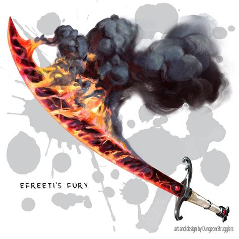 [oc][art] efreeti s fury weapon scimitar longsword or greatsword r dungeonsanddragons