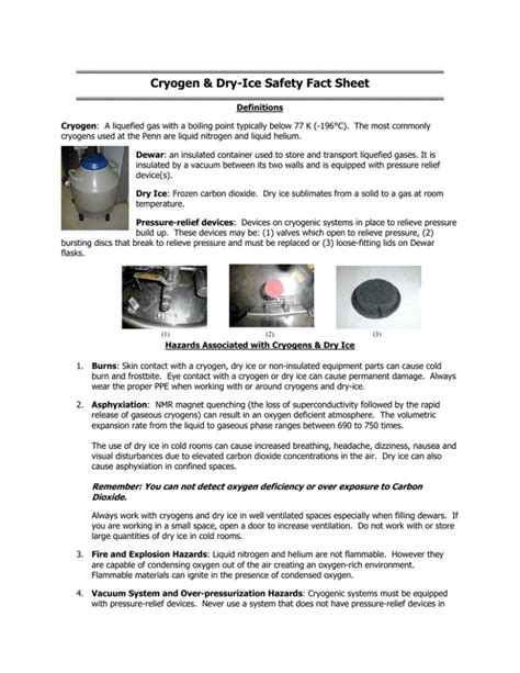 Cryogen And Dry Ice Safety Fact Sheet