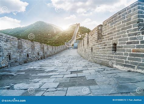 The Mountains The Great Wall Of Ancient Chinese Architecture Stock