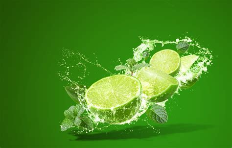Photo Wallpaper Squirt Splash Lime Citrus Mint Water And Lime X Wallpaper
