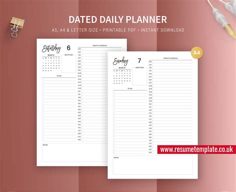 2021 Dated Daily Planner Printable Planner Inserts Planner Design