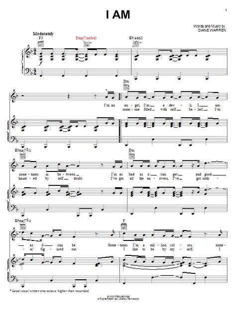 I Am Sheet Music Hilary Duff Piano Vocal And Guitar Chords Right