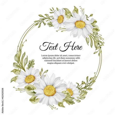 Beautiful Floral Frame With Elegant White Daisy Flower Stock Vector