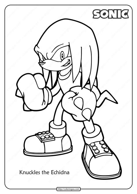 Knuckles echidna coloring pages free photos sonic. Knuckles the Echidna Printable Coloring Pages