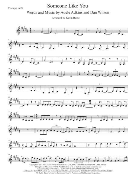 Someone Like You Original Key Trumpet By Adele Digital Sheet Music