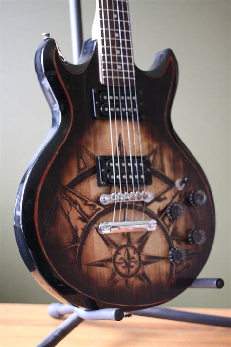 Tilted Side Ibanez Custom Wood Burn Guitar Art Cool Guitar Ibanez