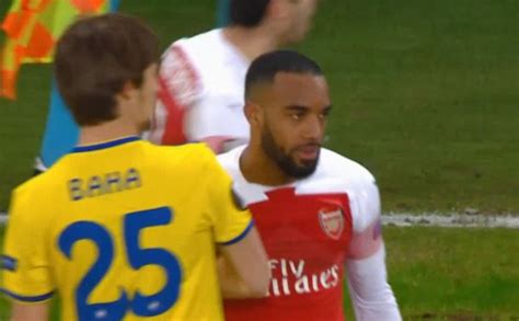 Lacazette Red Card Video For Arsenal Vs Bate