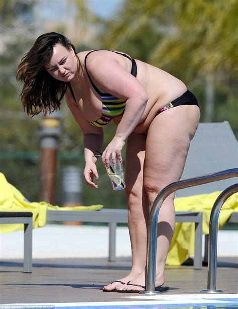 Chanelle Hayes Struggles To Contain Her Assets In Tiny Striped Bikini