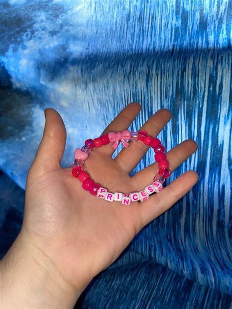 pink princess kandi single bracelet plur etsy