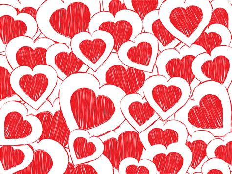 Red Doodled Valentine Heart Ppt Backgrounds Red Doodled Valentine